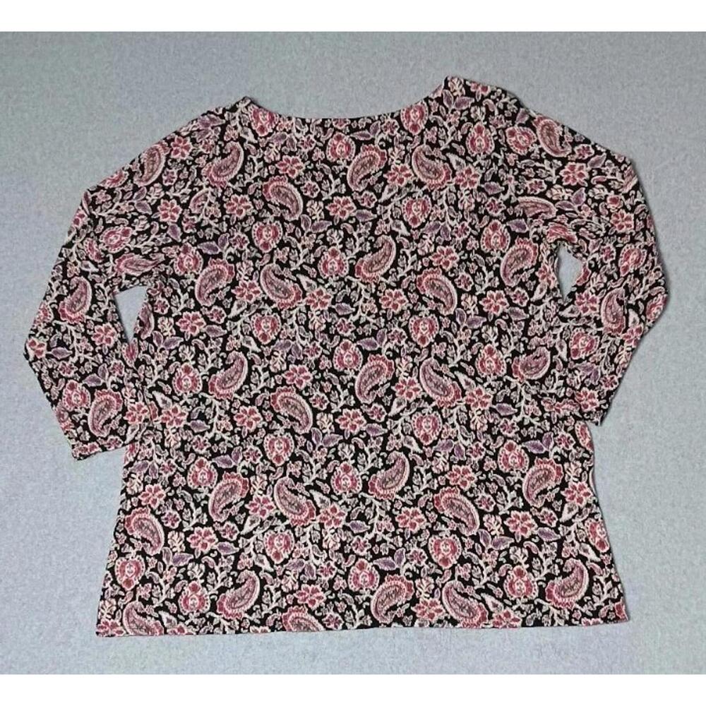 J Jill Wearever Collection Long Sleeve Boat Neck Blouse Womens Size XL Pink And - Picture 12 of 12